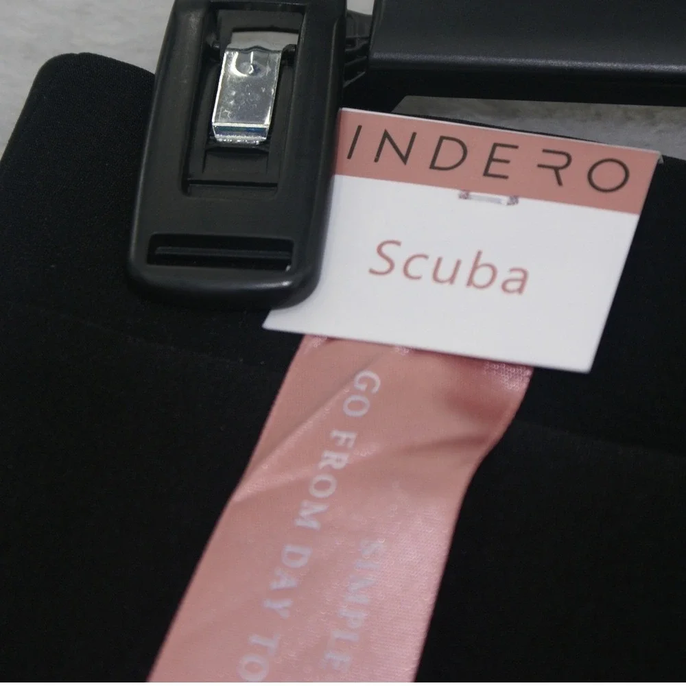 Indero Scuba Knit Black Stretch Pants Mens S/M Elastic Waist Button Accent
